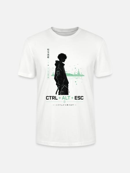 Hoodie-Silhouette im Neon-Cyberpunk - Stanley/Stella Unisex Bio-T-Shirt CRAFTER - Weiß