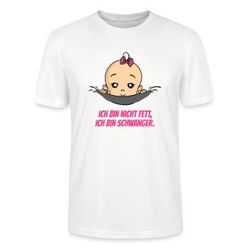 Ich Bin Nicht Fett Schwangerschaft Baby - Stanley/Stella Unisex Bio-T-Shirt CRAFTER - Weiß - Vorne - Alina (178cm) & Michal (187cm)