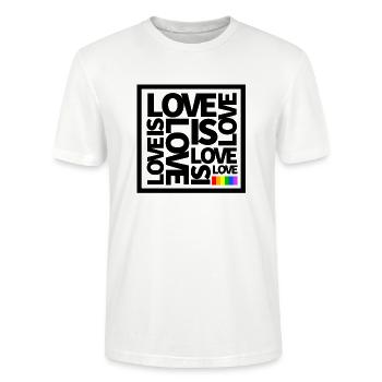 Love is Love LGBT Gay Pride - Stanley/Stella Unisex Bio-T-Shirt CRAFTER - Weiß - Vorne - Alina (178cm) & Michal (187cm)