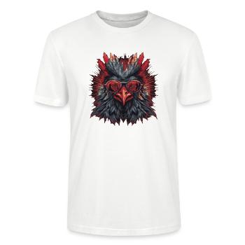 Rooster's head with bezel - Stanley/Stella CRAFTER Unisex Organic T-Shirt - white - Front - Alina (178cm) & Michal (187cm)