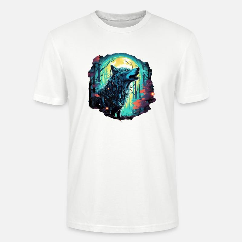 Epischer Wolf bei Vollmond - Stanley/Stella Unisex Bio-T-Shirt CRAFTER - Weiß
