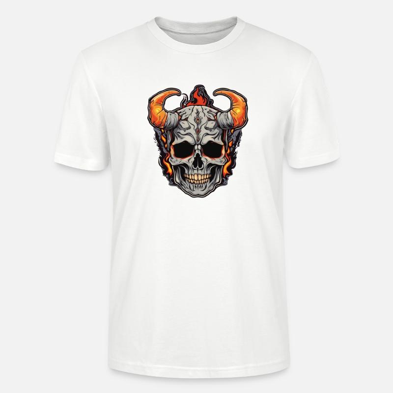 Crâne cornu tiré - T-shirt bio CRAFTER Stanley Stella Unisexe - blanc