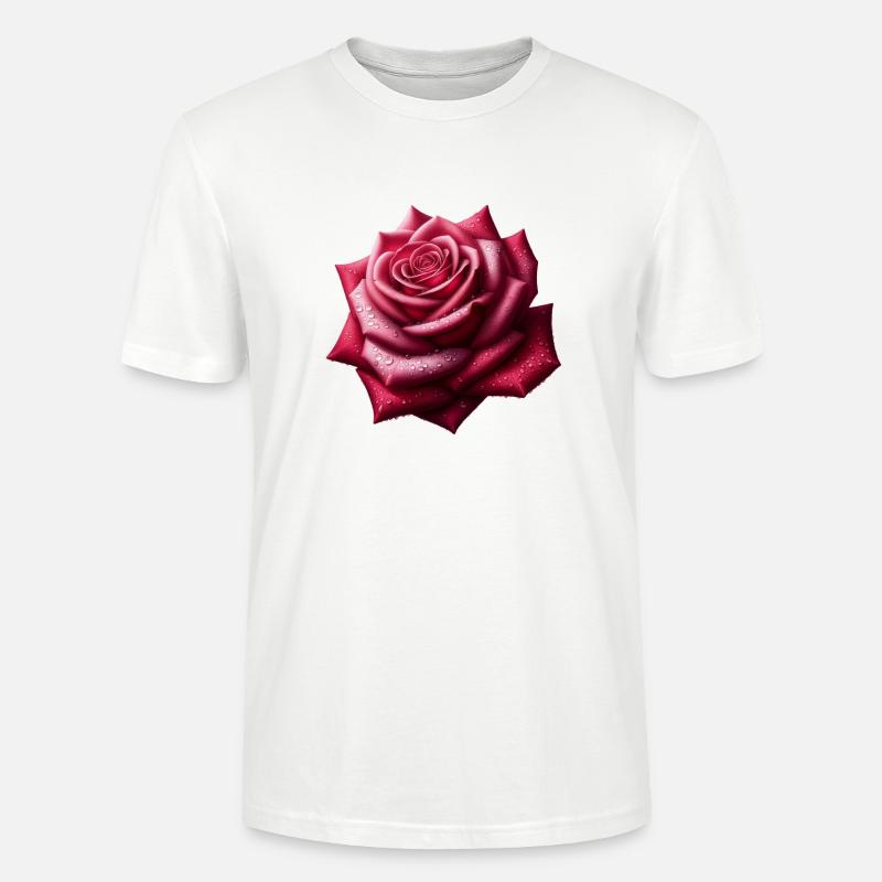 Realistisches Rosendesign - Stanley/Stella Unisex Bio-T-Shirt CRAFTER - Weiß