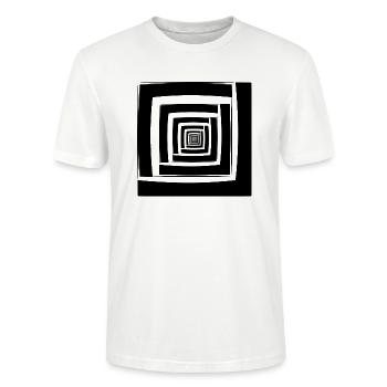 Carrés géométrie abstraite idée cadeau - T-shirt bio CRAFTER Stanley Stella Unisexe - blanc - Devant - Alina (178cm) & Michal (187cm)