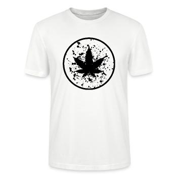 Cannabisblatt Farbklecks im Kreis - Stanley/Stella Unisex Bio-T-Shirt CRAFTER - Weiß - Vorne - Alina (178cm) & Michal (187cm)