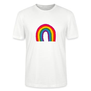 LGBT Regenbogen Rainbow gay schwul lesbisch pride - Stanley/Stella Unisex Bio-T-Shirt CRAFTER - Weiß - Vorne - Alina (178cm) & Michal (187cm)