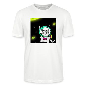 Katze im Weltall - Stanley/Stella Unisex Bio-T-Shirt CRAFTER - Weiß - Vorne - Alina (178cm) & Michal (187cm)