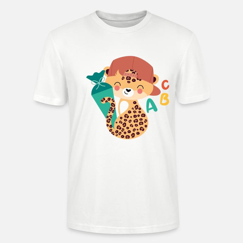 Léopard avec cône d’écolier - T-shirt bio CRAFTER Stanley Stella Unisexe - blanc