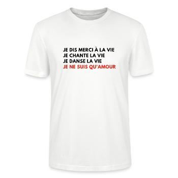 Je dis merci à la vie - T-shirt bio CRAFTER Stanley Stella Unisexe - blanc - Devant - Alina (178cm) & Michal (187cm)
