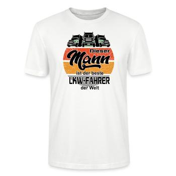 Mann LKW Fahrer Brummi Truck Lastkraftwagenfahrer - Stanley/Stella Unisex Bio-T-Shirt CRAFTER - Weiß - Vorne - Alina (178cm) & Michal (187cm)