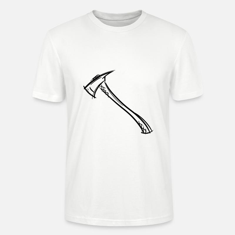 Axe Drawing / Fireman's Axe. Fireman. - Stanley/Stella CRAFTER Unisex Organic T-Shirt - white