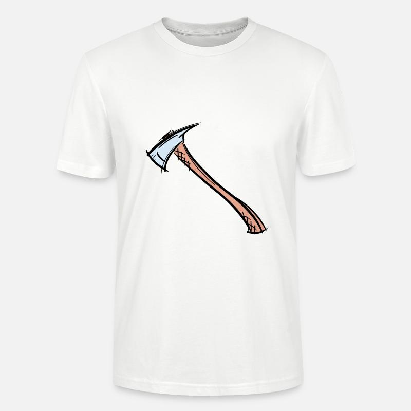 Axe Drawing / Fireman's Axe. Fireman. - Stanley/Stella CRAFTER Unisex Organic T-Shirt - white