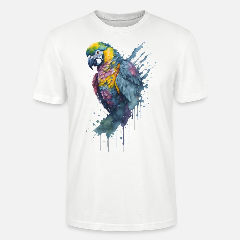 Fesselndes Aquarellgemälde eines Papageis - Stanley/Stella Unisex Bio-T-Shirt CRAFTER - Weiß