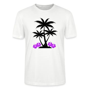 Hibiscus palmier - T-shirt bio CRAFTER Stanley Stella Unisexe - blanc - Devant - Alina (178cm) & Michal (187cm)
