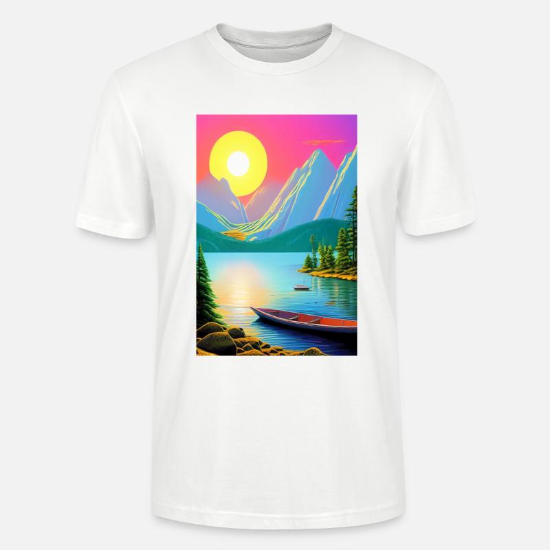 Landschaft mit See, Boot und Berge - Stanley/Stella Unisex Bio-T-Shirt CRAFTER - Weiß