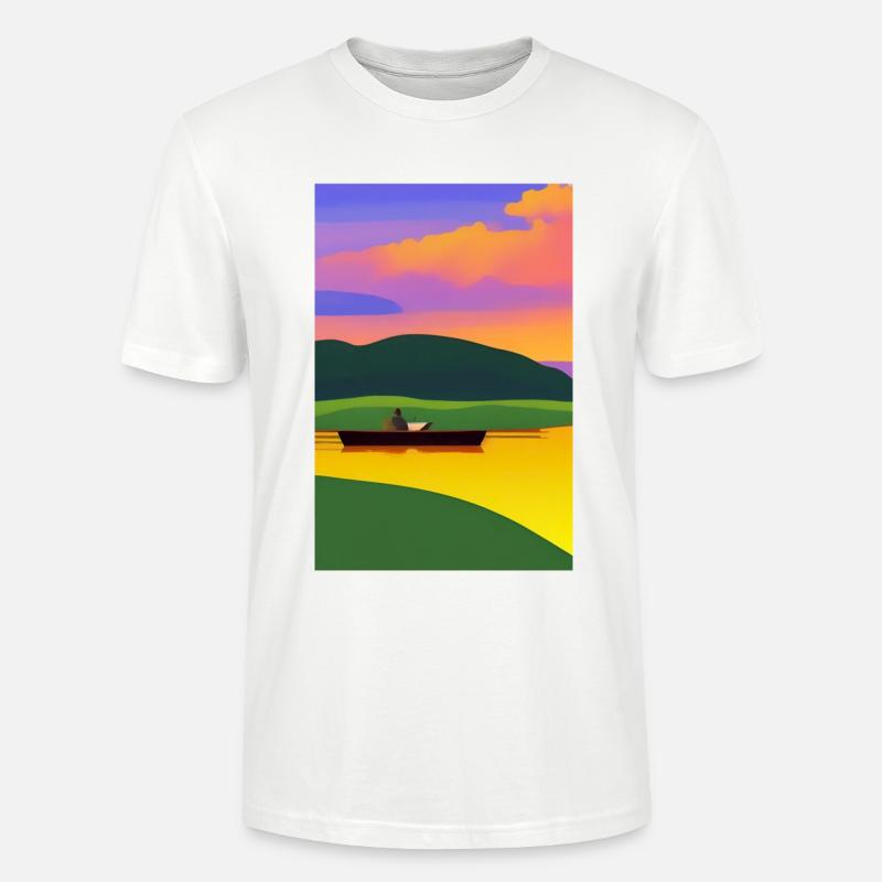 Landschaft mit See, Boot und Berge - Stanley/Stella Unisex Bio-T-Shirt CRAFTER - Weiß
