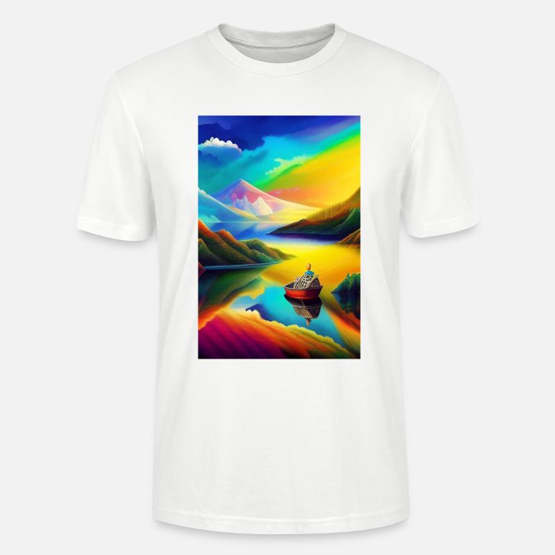 Landschaft mit See, Boot und Berge - Stanley/Stella Unisex Bio-T-Shirt CRAFTER - Weiß