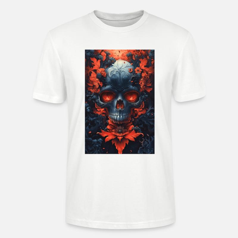 Blutrote Blüten Schädelkunst - Stanley/Stella Unisex Bio-T-Shirt CRAFTER - Weiß