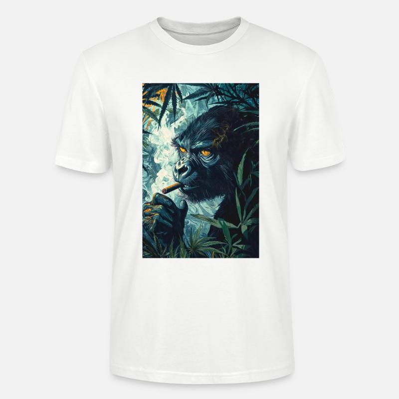 Dschungelgorilla mit Zigarettenrauch - Stanley/Stella Unisex Bio-T-Shirt CRAFTER - Weiß