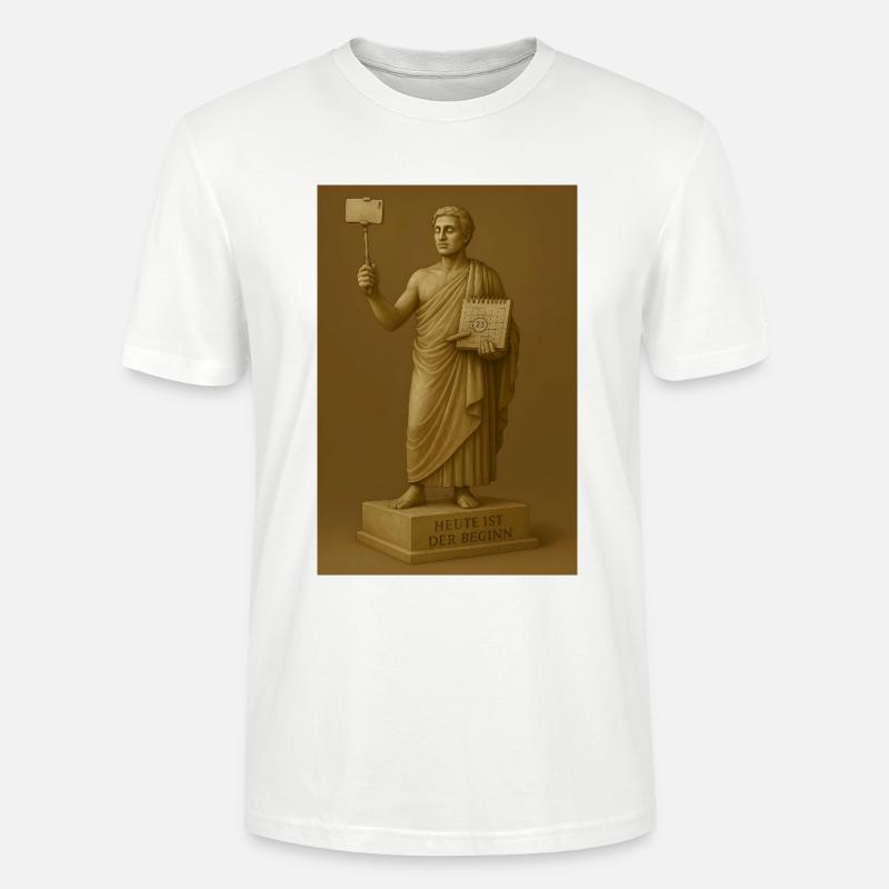 Moderne Statue mit Smartphone und Kalender - Stanley/Stella Unisex Bio-T-Shirt CRAFTER - Weiß