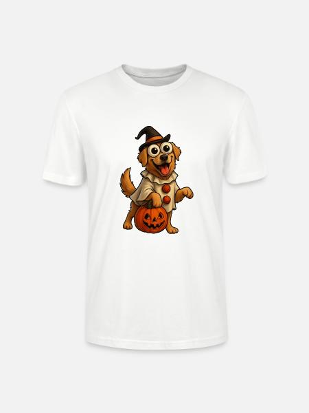 Halloween Hund mit Hexenhut - Stanley/Stella Unisex Bio-T-Shirt CRAFTER - Weiß