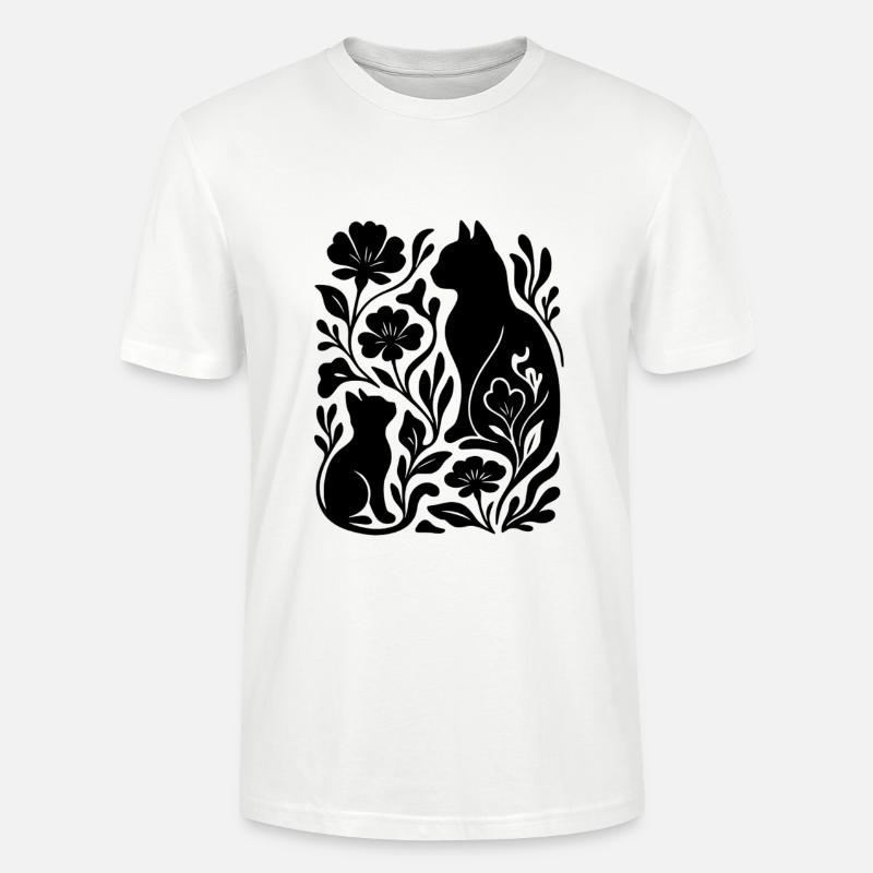 Chats et fleurs élégants – Élégant - T-shirt bio CRAFTER Stanley Stella Unisexe - blanc