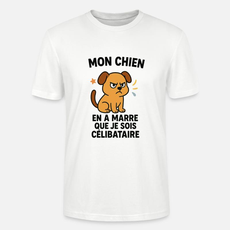 Chien en Colère et Célibataire - T-shirt bio CRAFTER Stanley Stella Unisexe - blanc