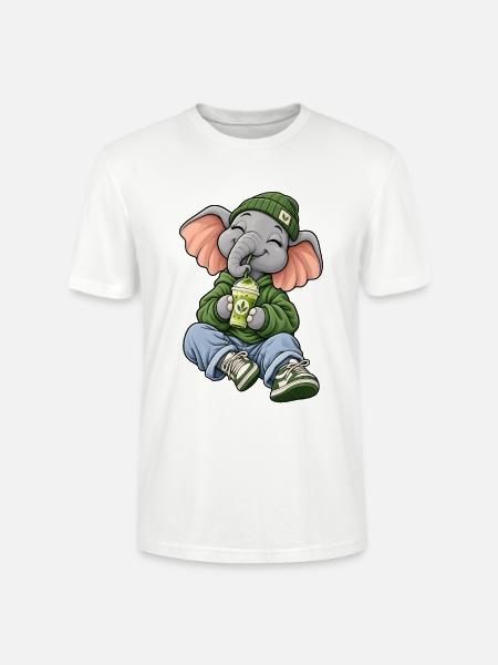 Süßer Elefant mit Matcha Latte - Stanley/Stella Unisex Bio-T-Shirt CRAFTER - Weiß