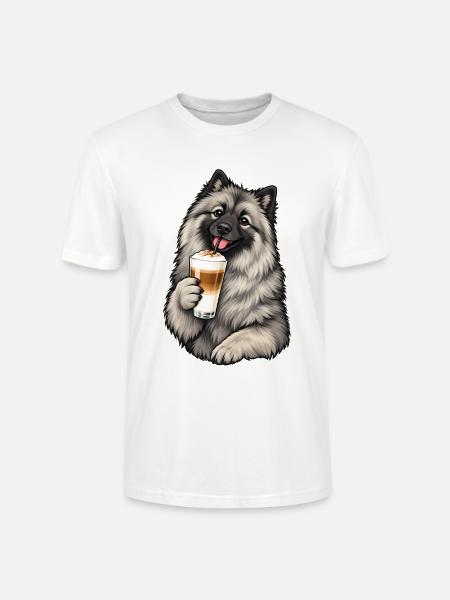 Keeshond mit Latte Macchiato - Stanley/Stella Unisex Bio-T-Shirt CRAFTER - Weiß