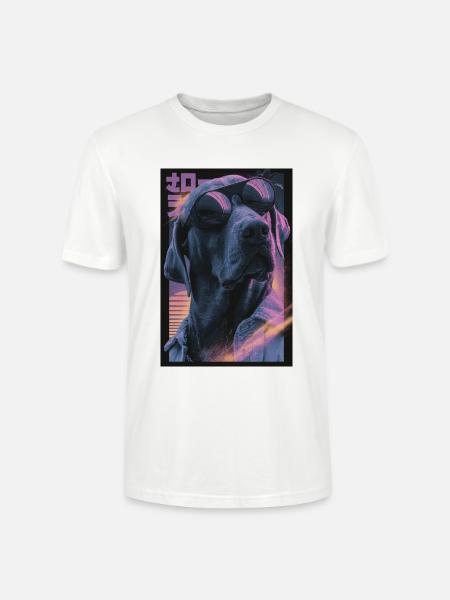 Neon-Vaporwave Hund - Stanley/Stella Unisex Bio-T-Shirt CRAFTER - Weiß