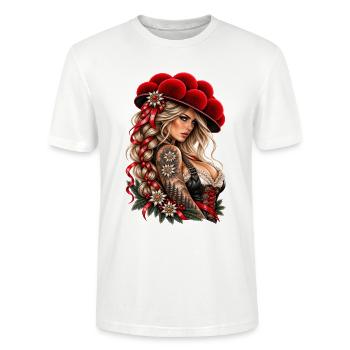 Alpine Queen – Wilde Schwarzwald Schönheit - Stanley/Stella Unisex Bio-T-Shirt CRAFTER - Weiß - Vorne - Alina (178cm) & Michal (187cm)