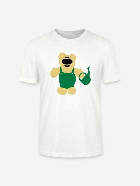Bär mit Gießkanne - Stanley/Stella Unisex Bio-T-Shirt CRAFTER - Weiß