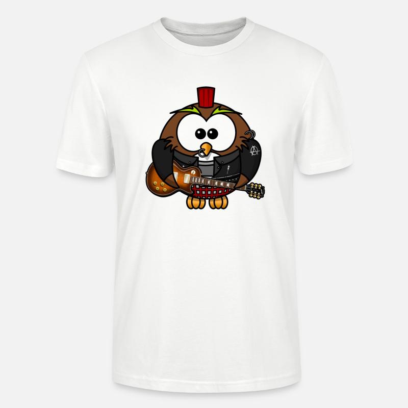 Eule als Punk mit Gitarre - Stanley/Stella Unisex Bio-T-Shirt CRAFTER - Weiß