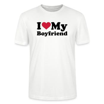 I love my boyfriend - Stanley/Stella Unisex Bio-T-Shirt CRAFTER - Weiß - Vorne - Alina (178cm) & Michal (187cm)
