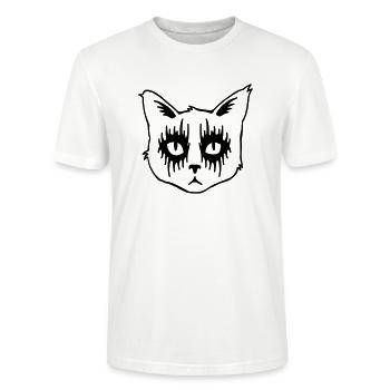 Black Metal Cat - Stanley/Stella CRAFTER Unisex Organic T-Shirt - white - Front - Alina (178cm) & Michal (187cm)