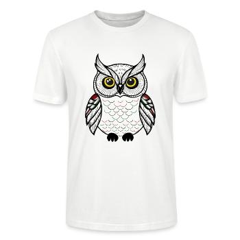 cute owl - Stanley/Stella CRAFTER Unisex Organic T-Shirt - white - Front - Alina (178cm) & Michal (187cm)