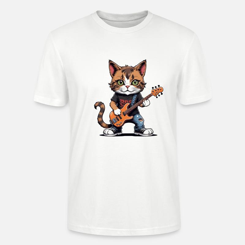 Cat Rocker Cat HardRock Gift - T-shirt bio CRAFTER Stanley Stella Unisexe - blanc