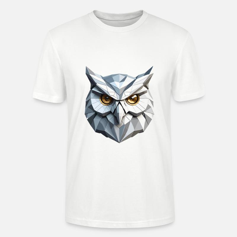 Owl Mask - Low Poly Design - Stanley/Stella Unisex Bio-T-Shirt CRAFTER - Weiß
