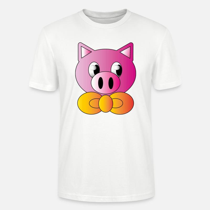 Cochon avec cravate à chignon - T-shirt bio CRAFTER Stanley Stella Unisexe - blanc