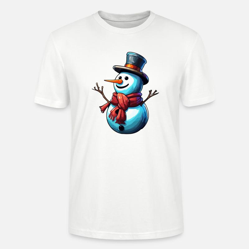 Schneemann / Winter / Schnee / Comic / kalt - Stanley/Stella Unisex Bio-T-Shirt CRAFTER - Weiß
