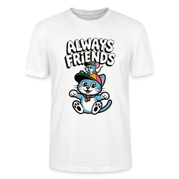 Amitié du chat et de la souris - T-shirt bio CRAFTER Stanley Stella Unisexe - blanc - Devant - Alina (178cm) & Michal (187cm)