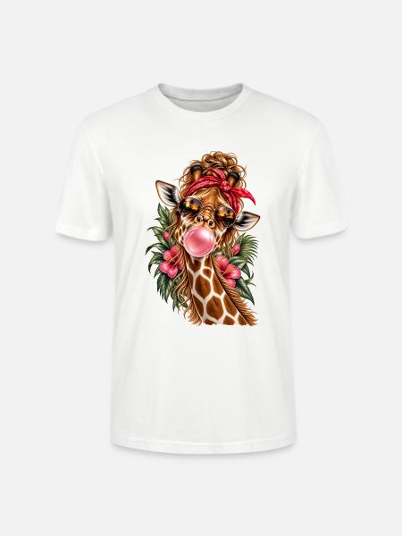 Wild & Frech – Giraffe mit Style - Stanley/Stella Unisex Bio-T-Shirt CRAFTER - Weiß