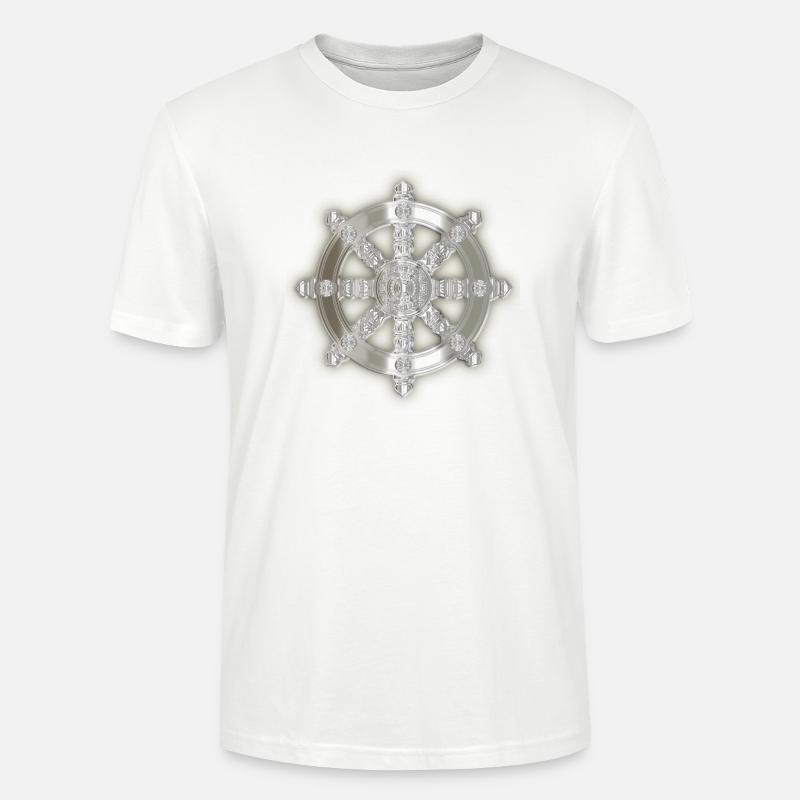 Dharma-Rad silber 3D - Stanley/Stella Unisex Bio-T-Shirt CRAFTER - Weiß