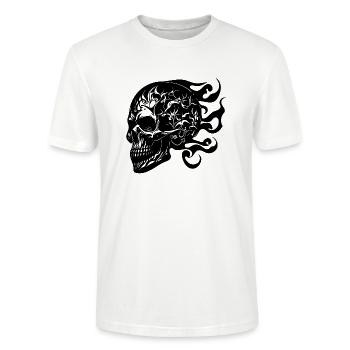 Laughing Burning Grinning Tattoo Skull - Stanley/Stella CRAFTER Unisex Organic T-Shirt - white - Front - Alina (178cm) & Michal (187cm)