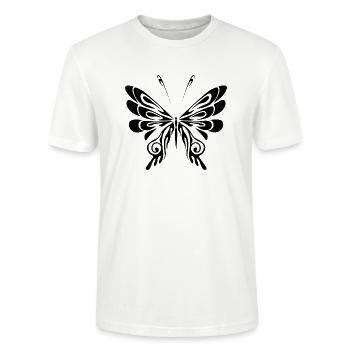 Black Tribal Tattoo Butterfly / butterfly - Stanley/Stella CRAFTER Unisex Organic T-Shirt - white - Front - Alina (178cm) & Michal (187cm)
