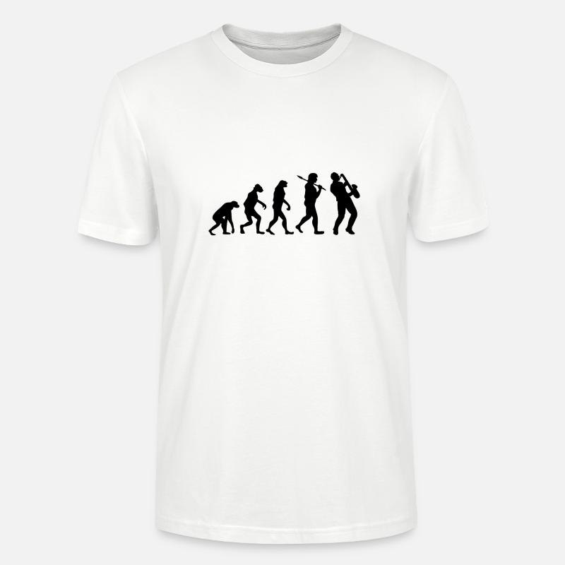 Evolution Saxophon Musik Geschenk Saxophonist - Stanley/Stella Unisex Bio-T-Shirt CRAFTER - Weiß