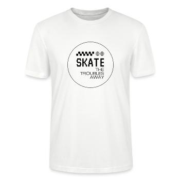 SKATE THE TROUBLES AWAY - Stanley/Stella Unisex Bio-T-Shirt CRAFTER - Weiß - Vorne - Alina (178cm) & Michal (187cm)