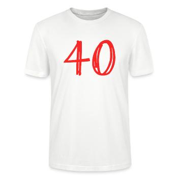 40 JAHRE. 40-jähriges Jubiläum. GEBURTSTAG 40 JAHRE. 40 - Stanley/Stella Unisex Bio-T-Shirt CRAFTER - Weiß - Vorne - Alina (178cm) & Michal (187cm)