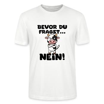 Before you ask: No! -Cow - Stanley/Stella CRAFTER Unisex Organic T-Shirt - white - Front - Alina (178cm) & Michal (187cm)