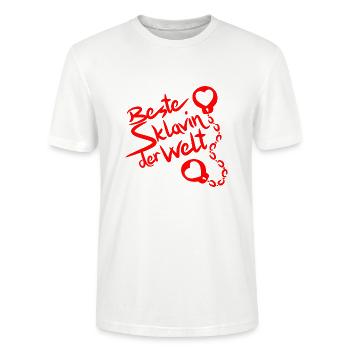 Beste Sklavin der Welt Spruch Erotik Sexualität - Stanley/Stella Unisex Bio-T-Shirt CRAFTER - Weiß - Vorne - Alina (178cm) & Michal (187cm)